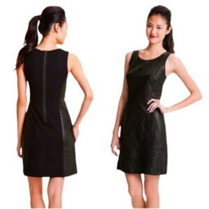 HALOGEN LEATHER SHEATH DRESS